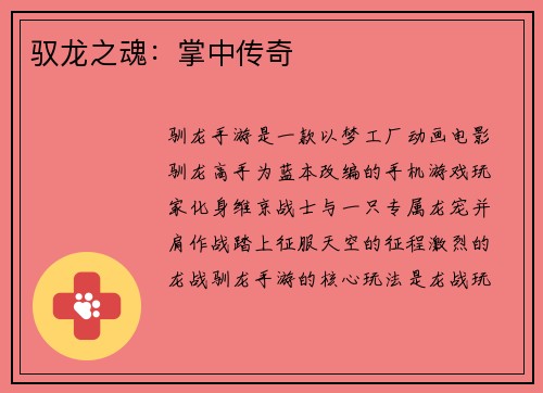 驭龙之魂：掌中传奇